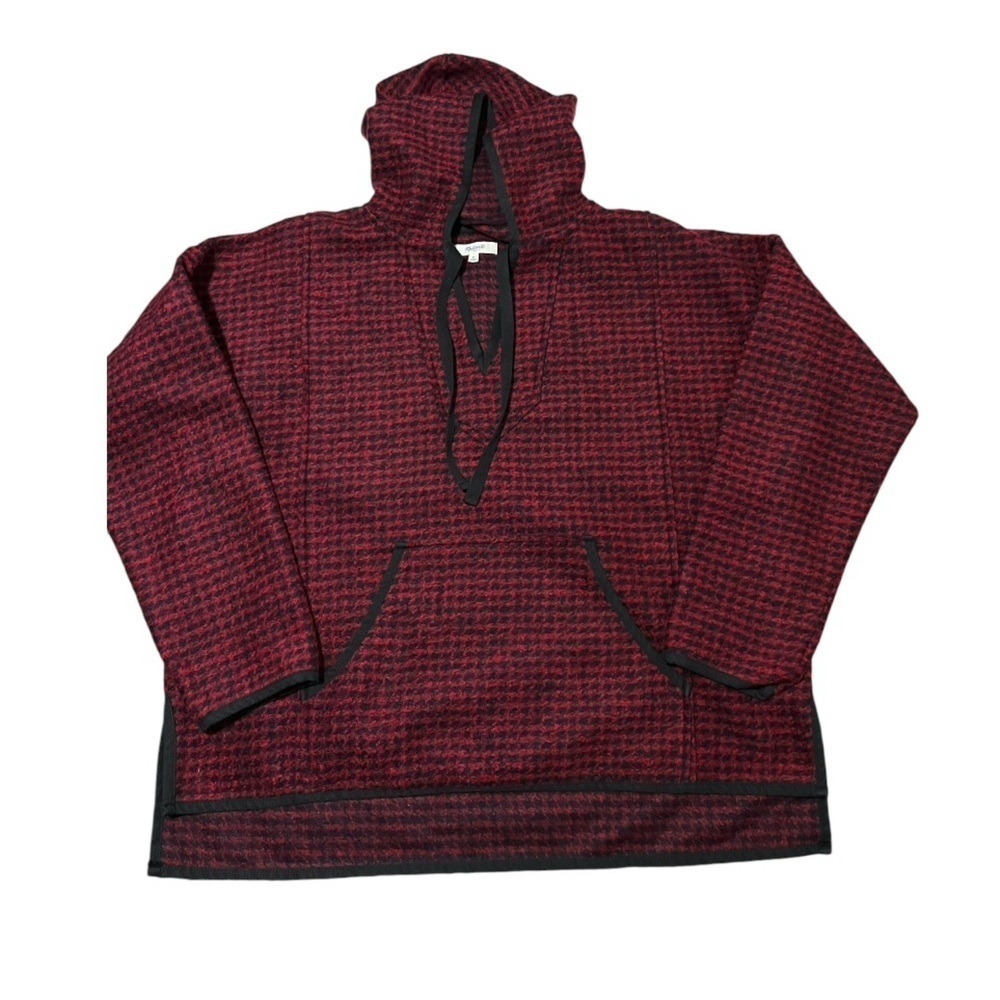 EUC Womens Madewell Brushed Houndstooth Hoodie Wool Blend Size M - Picture 2 of 6